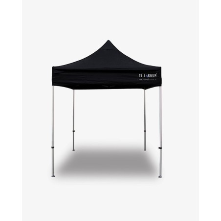 Barnum 1.5x1.5m. Cette tonnelle pliante noire en aluminium est équipée d'une bâche classée au feu M2 et est imperméable